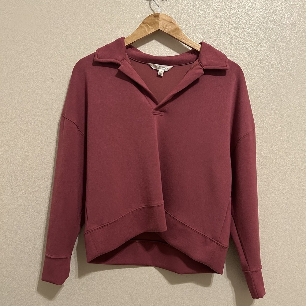 Earth Yoga Womens Long Sleeve Top Small Crop Oversized Soft Athleisure Pilates